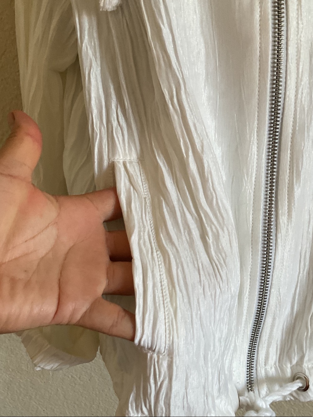 Ruby Rd. White Crinkle Zip-Front Drawstring Jacket - Picture 5 of 6